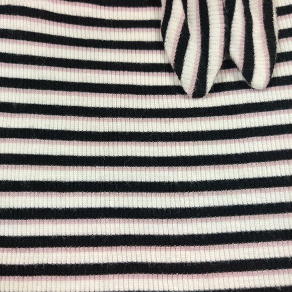 Wild Fable M Ribbed Sweetheart Neck Tie Front Cropped Black Pink Stripe Top Y2K - Picture 9 of 11